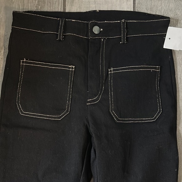 Le Lis Black Flare leg contrast stitch Y2K jeans small 26 women’s - Picture 2 of 5